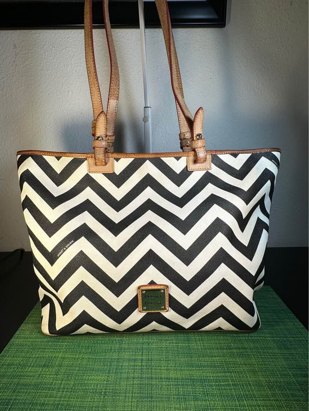 Dooney & Bourke Chevron Tote Bag - a black & white